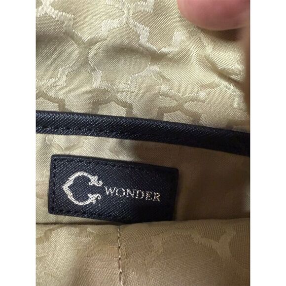 C. Wonder Women's Black Striped Clutch Purse with Gold Zipper - Picture 7 of 8